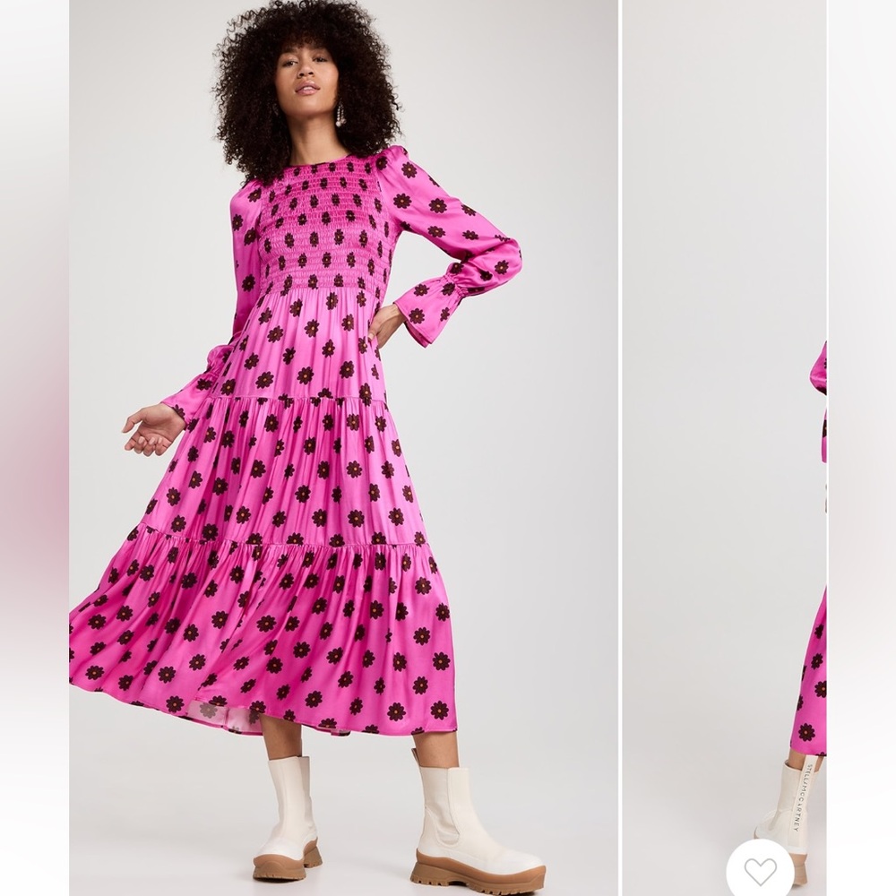 Kitri Petra Pink floral shirred dress